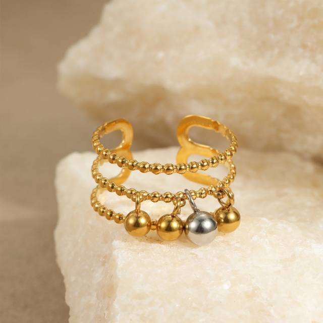 Metal Geometric Ball Titanium Steel Rings 18K stainless steel rings