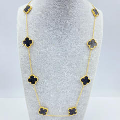 15mm Titanium Steel 10 Four-Leaf Flower clover Necklace