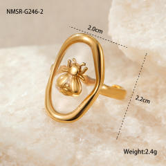 fashion cool INS design stainless steel ring 18k gold simple French ring jewelry