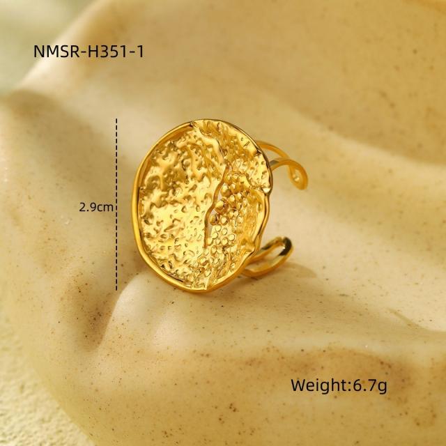 Stainless Steel Ring Exaggerated Asymmetrical Geometric Plated 18K Gold Rings