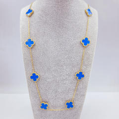 15mm Titanium Steel 10 Four-Leaf Flower clover Necklace
