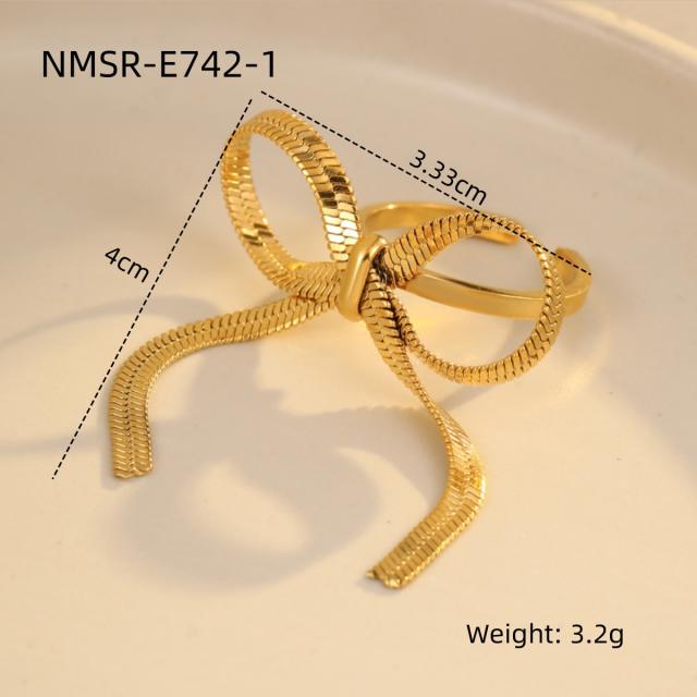 Stainless Steel Ring Exaggerated Asymmetrical Geometric Plated 18K Gold Rings
