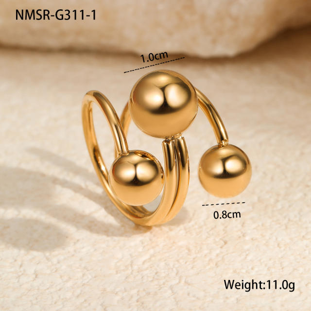 Metal Geometric Ball Titanium Steel Rings 18K stainless steel rings