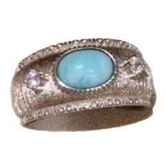 Vintage Brushed Diamond Turquoise Ring