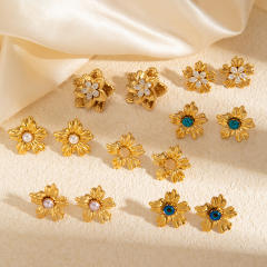 Stainless steel flower petal elegant studs earrings for women