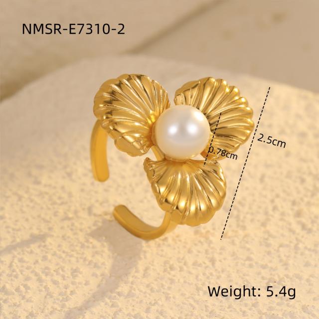 Stainless Steel Ring Exaggerated Asymmetrical Geometric Plated 18K Gold Rings