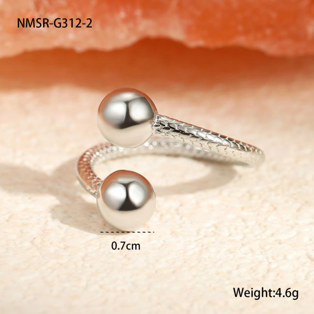 Metal Geometric Ball Titanium Steel Rings 18K stainless steel rings