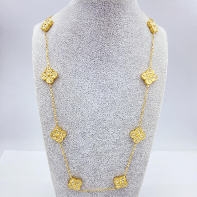 15mm Titanium Steel 10 Four-Leaf Flower clover Necklace