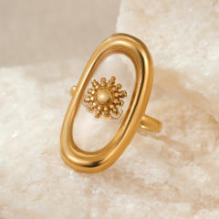 fashion cool INS design stainless steel ring 18k gold simple French ring jewelry