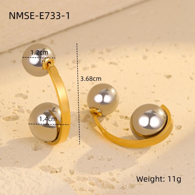 Metal Geometric Ball Titanium Steel Rings 18K stainless steel rings