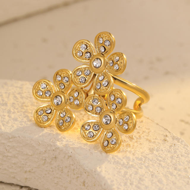 Stainless Steel Ring Exaggerated Asymmetrical Geometric Plated 18K Gold Rings