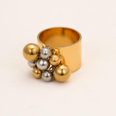 fashion cool INS design stainless steel ring 18k gold simple French ring jewelry