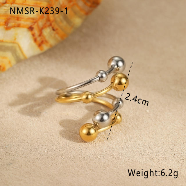Metal Geometric Ball Titanium Steel Rings 18K stainless steel rings