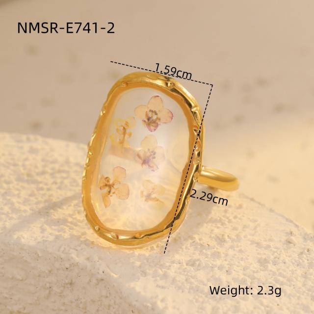 Stainless Steel Ring Exaggerated Asymmetrical Geometric Plated 18K Gold Rings