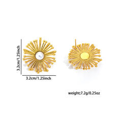 18KG french trend firework shape pearl stainless steel earrings