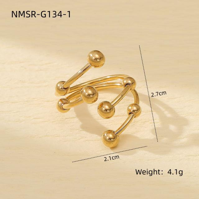 Metal Geometric Ball Titanium Steel Rings 18K stainless steel rings