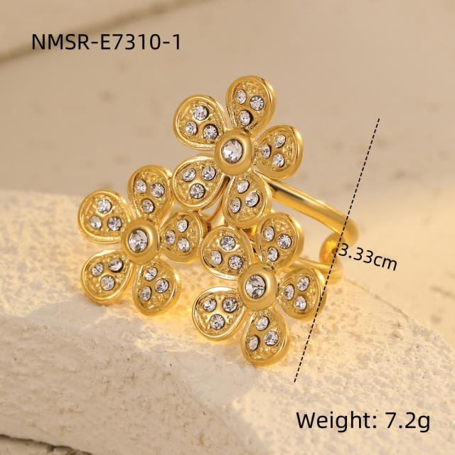 Stainless Steel Ring Exaggerated Asymmetrical Geometric Plated 18K Gold Rings