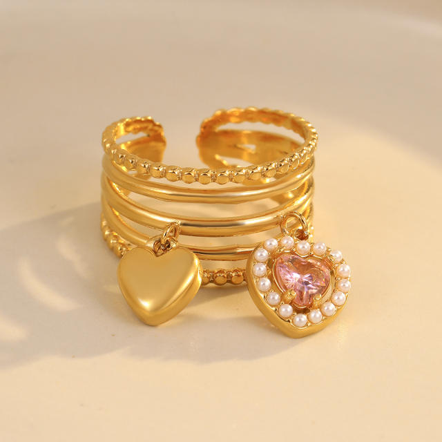 Stainless Steel Ring Exaggerated Asymmetrical Geometric Plated 18K Gold Rings