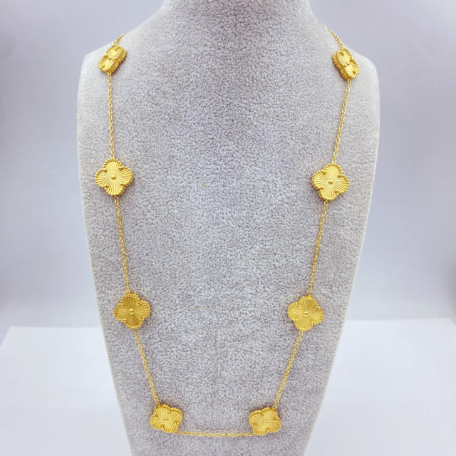 15mm Titanium Steel 10 Four-Leaf Flower clover Necklace