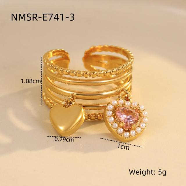 Stainless Steel Ring Exaggerated Asymmetrical Geometric Plated 18K Gold Rings