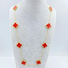 15mm Titanium Steel 10 Four-Leaf Flower clover Necklace