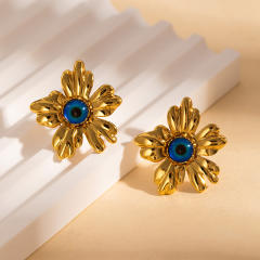 Stainless steel flower petal elegant studs earrings for women