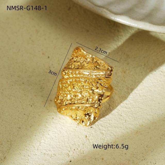 Stainless Steel Ring Exaggerated Asymmetrical Geometric Plated 18K Gold Rings