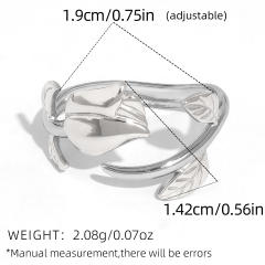 Romantic rose flower stainless steel rings
