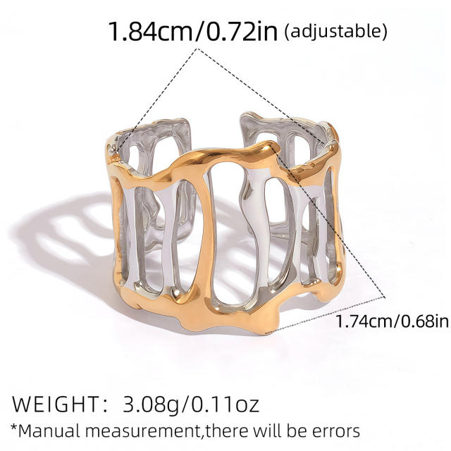 Concise hollow out geometric stainless steel rings band