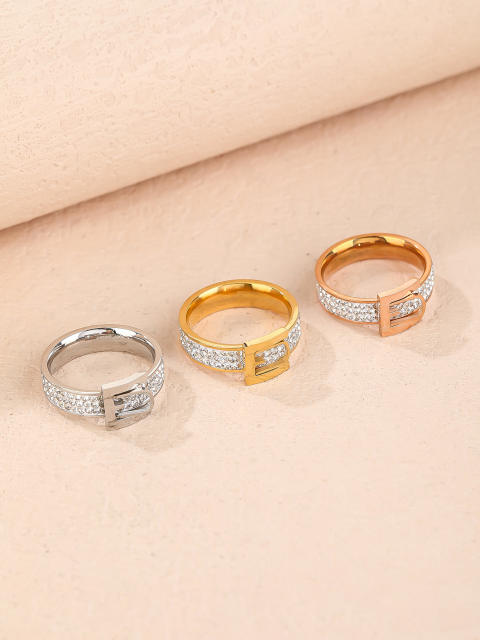 Decorative Belt Ring Light Luxury stainless steel rings