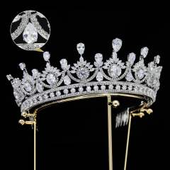 Delicate zircon bride crown headdress metal plating Korean-style diamond crown wedding