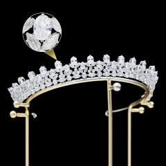 Zircon crown headdress metal plating Korean-style diamond crown wedding hair accessories