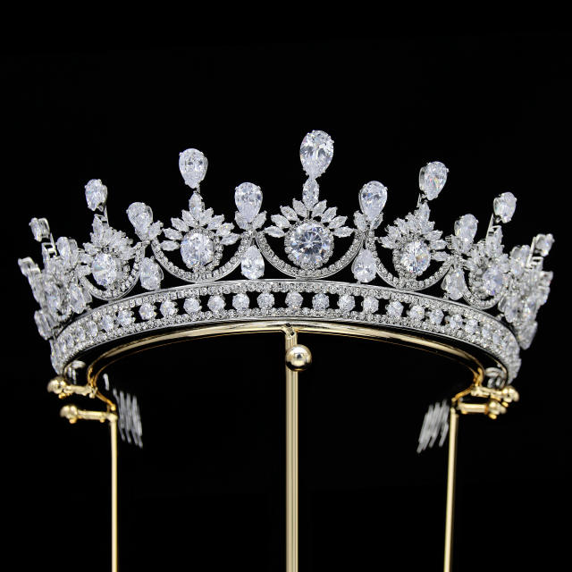 Delicate zircon bride crown headdress metal plating Korean-style diamond crown wedding