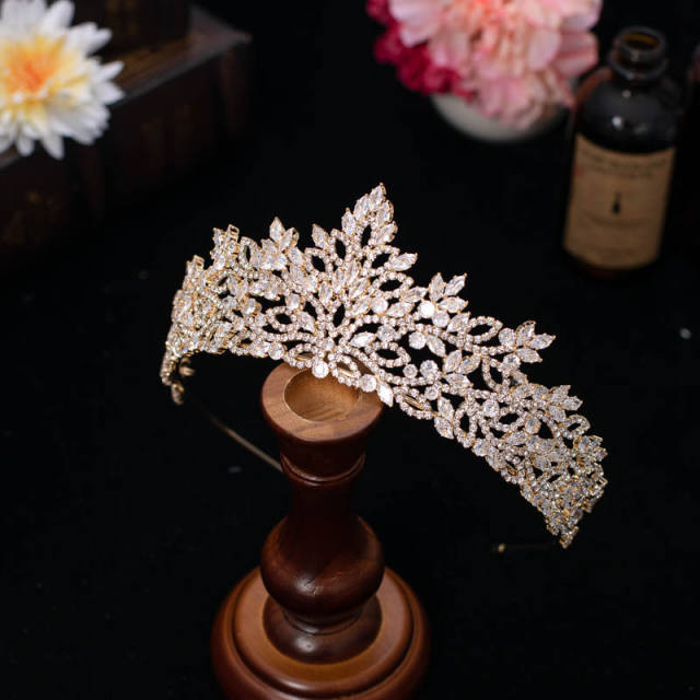 Luxury zircon bride crown headdress baroque banquet Korean style diamond crown wedding