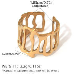 Concise hollow out geometric stainless steel rings band