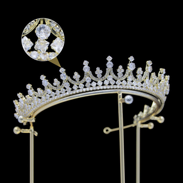 Zircon Bridal Crown Tiara Metal Electroplating Korean Style Diamond Crown Wedding Hair Accessories