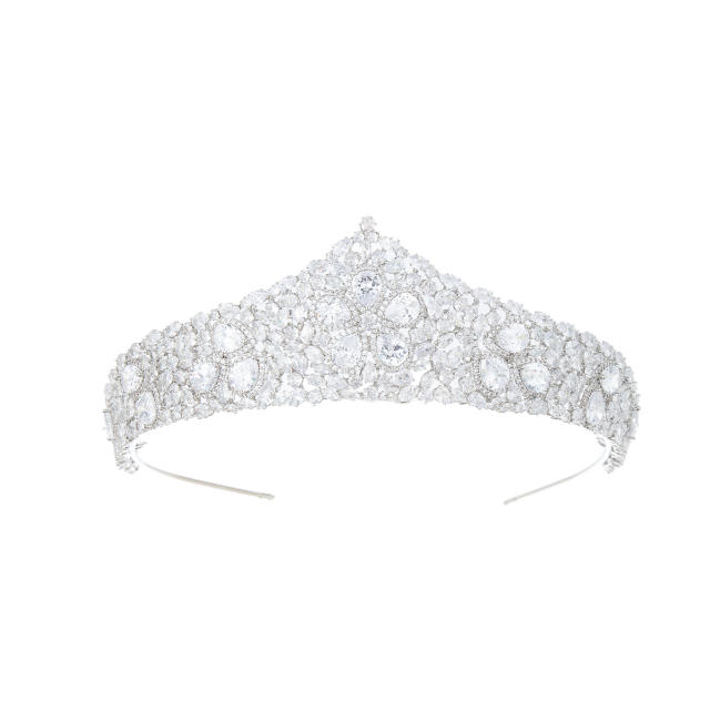 Zircon bride crown headdress baroque banquet Korean style diamond crown wedding