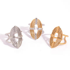 Creative geometric oval stainless steel rings