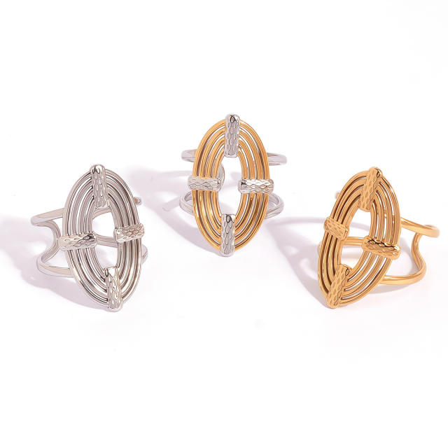 Creative geometric oval stainless steel rings