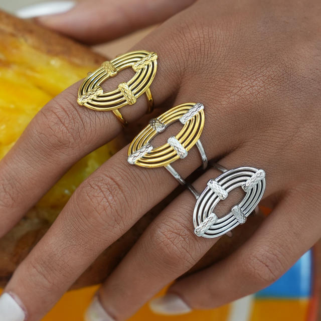 Creative geometric oval stainless steel rings