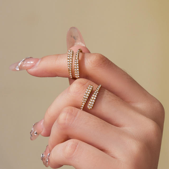 Real gold plated diamond stainless steel rings