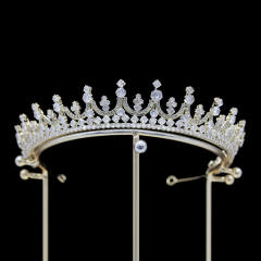 Zircon Bridal Crown Tiara Metal Electroplating Korean Style Diamond Crown Wedding Hair Accessories
