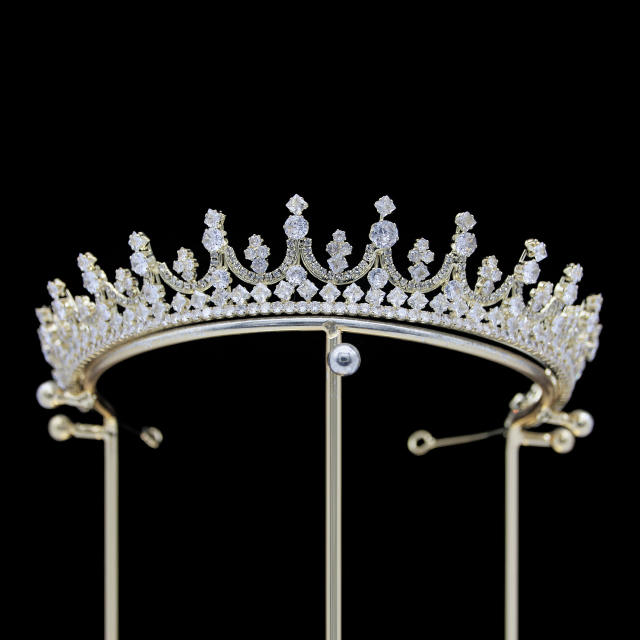 Zircon Bridal Crown Tiara Metal Electroplating Korean Style Diamond Crown Wedding Hair Accessories