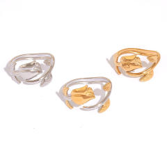 Romantic rose flower stainless steel rings