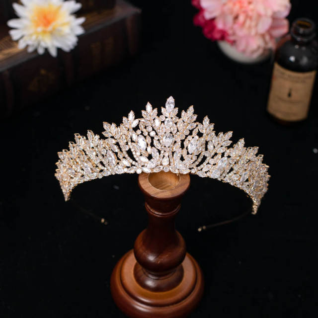 Delicate zircon bride crown headdress metal plating diamond crown wedding hair accessories
