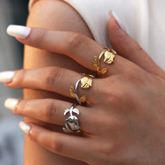 Romantic rose flower stainless steel rings