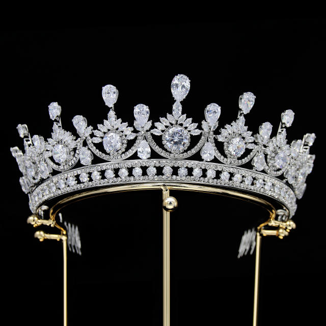 Delicate zircon bride crown headdress metal plating Korean-style diamond crown wedding