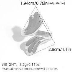 Geometric line leaf design stainless steel rings