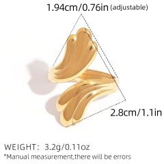 Geometric line leaf design stainless steel rings