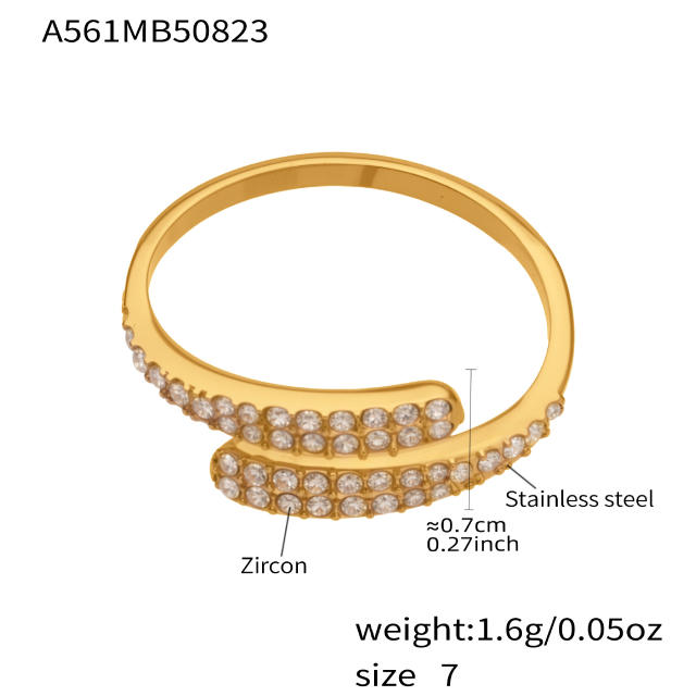 Real gold plated diamond stainless steel rings